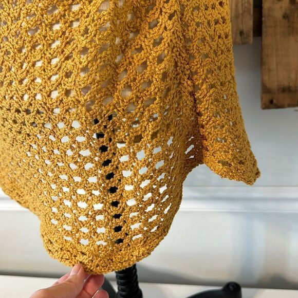 Anthropologie Angel of the North Womens Senoia Boho Sweater Mustard Crochet XS - Picture 5 of 14